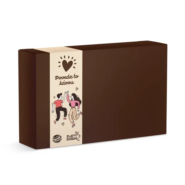 Luxusná darčeková krabička na kávu, sypaný čaj a tyčinku Krémový pás - ♥︎ povedz to kávou