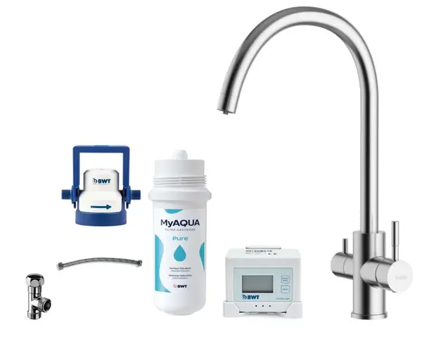 kielle Wimeo - Dřezová baterie včetně filtrace, broušená nerez 10525SFI105