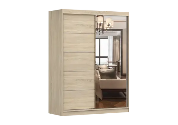 Šatní skříň Vista 05 Barva korpusu: Dub - sonoma, Dveře: Dub sonoma / zrcadlo