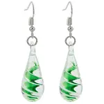 1 Pair Iron & Glass Teardrop with Spiral Pattern Dangle Earrings for Women