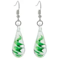 1 Pair Iron & Glass Teardrop with Spiral Pattern Dangle Earrings for Women