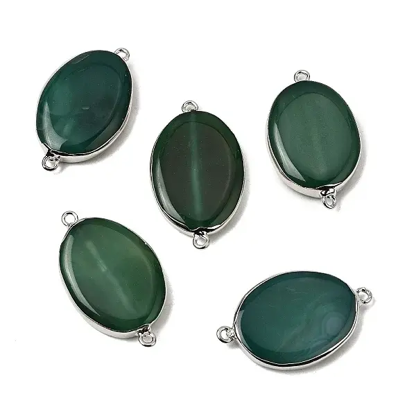 Natural Agate(Dyed & Heated) Oval Links Connector Charms