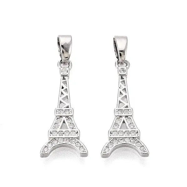 Brass Micro Pave Clear Cubic Zirconia Pendants