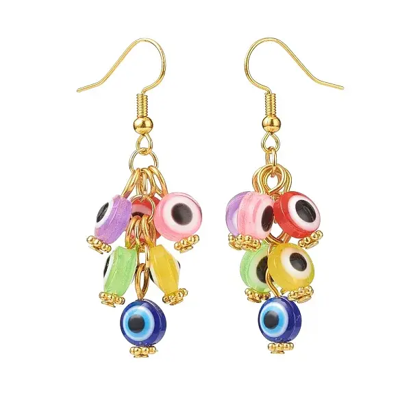 Resin Evil Eye Cluster Dangle Earrings