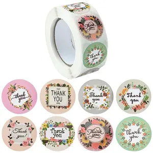 8 Patterns Paper Thank You Sticker Rolls