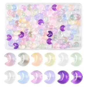 100Pcs 12 Styles Baking Paint Transparent Glass Beads