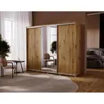 Šatní skříň Silver Barva korpusu: Dub - Artisan, Rozměry: 255 cm, Dveře: Zrcadlo