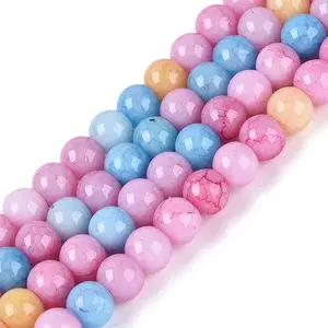 Ombre Effect Opaque Crackle Glass Beads Strands