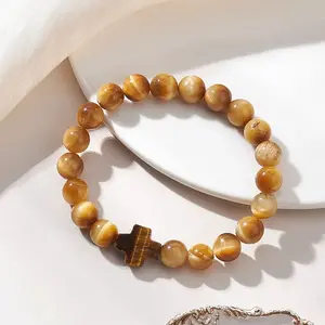 Natural Tiger Eye Round Beads Stretch Bracelets