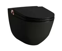 Laufen Cleanet Riva - Elektronický bidet s keramikou, závesný, Rimless, SoftClose, matná čierna/leštené ružové zlato H8206917190001