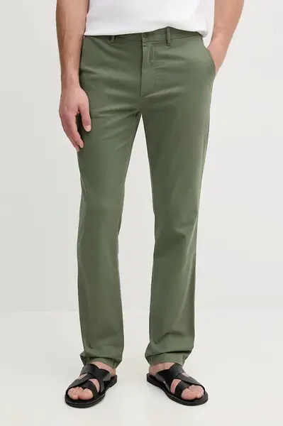Kalhoty Tommy Hilfiger pánské, zelená barva, ve střihu chinos, MW0MW37873