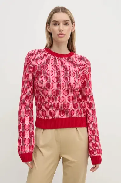 Svetr z vlněné směsi United Colors of Benetton dámský, červená barva, 1435E10BO