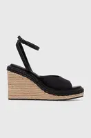 Sandály Calvin Klein WEDGE SANDAL 70 MONOCQ černá barva, HW0HW01961