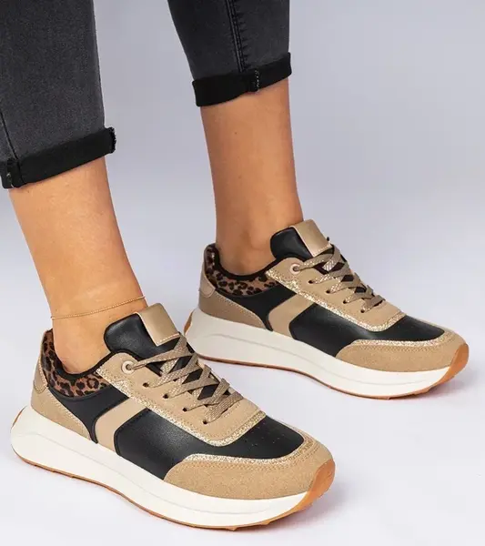 Gemre Čierne dámske tenisky s brokátom a so zvieracím vzorom Markuta