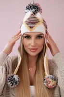 Women's cap with long ears Eunika K322 white+yellow