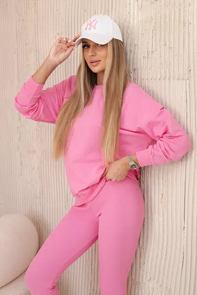 Set cotton sweatshirt + leggings light pink