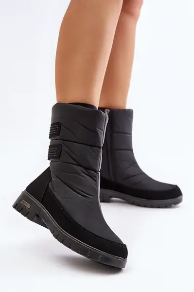 Women's Progress PROGJ-21-16 black snow boots with zip