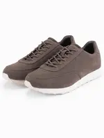 Ombre Men's eco leather sports sneaker shoes with suede finish - dark brown