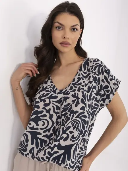 Blouse-D73771M11171B-navy blue