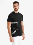 Ombre Men's cotton jersey T-shirt with large side lettering - black