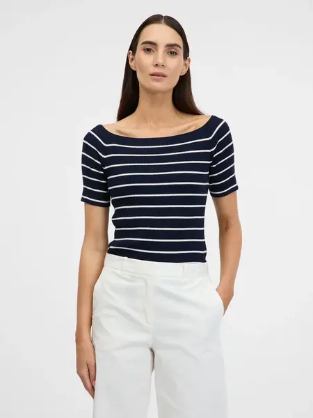 Dark blue women's T-shirt with three-quarter sleeves ORSAY - Women's