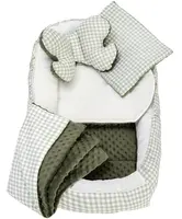 Medi Partners Cocoon in a 5-piece set (cocoon / insert / butterfly pillow / flat pillow / quilt 75x55) – Checkered + green Minky