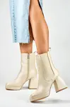 primohurt Světle béžové dámské boty na vysokém podpatku