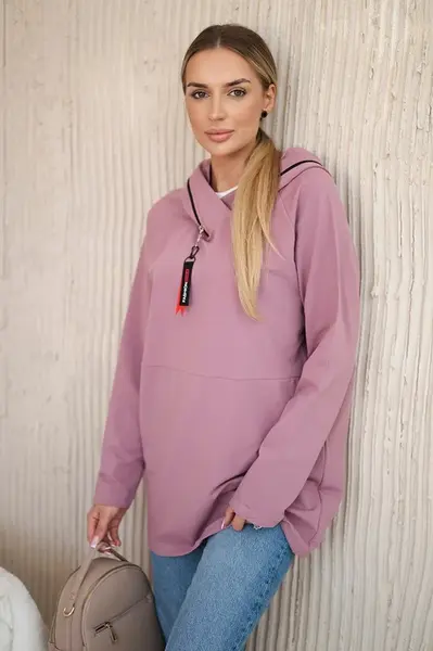 Tunic with zipper on hood Oversize dark pink