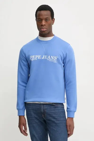 Mikina Pepe Jeans DYLAN CREW pánská, fialová barva, s aplikací, PM582756