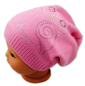 Baby Nellys Jarní/podzimní čepice Sovička - růžová,