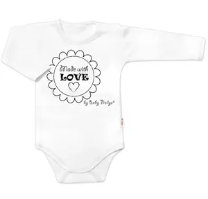 Baby Nellys Body dlouhý rukáv Made with love,  bílé