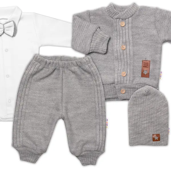 Baby Nellys 5D pletená sada, Boy - šedá, 62