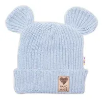 Baby Nellys Pletená bavlněná čepice, dvouvrstvá, Hand Made, modrá, 68/74