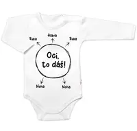 Baby Nellys Body dlouhý rukáv s vtipným textem  Oci, to dáš! - bílé vel.  62