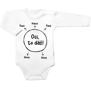 Baby Nellys Body dlouhý rukáv s vtipným textem  Oci, to dáš! - bílé vel.  62