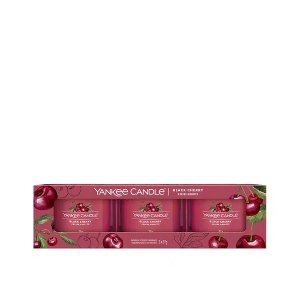 Yankee Candle Votivní svíčky ve skle Black Cherry dárková sada 3 ks