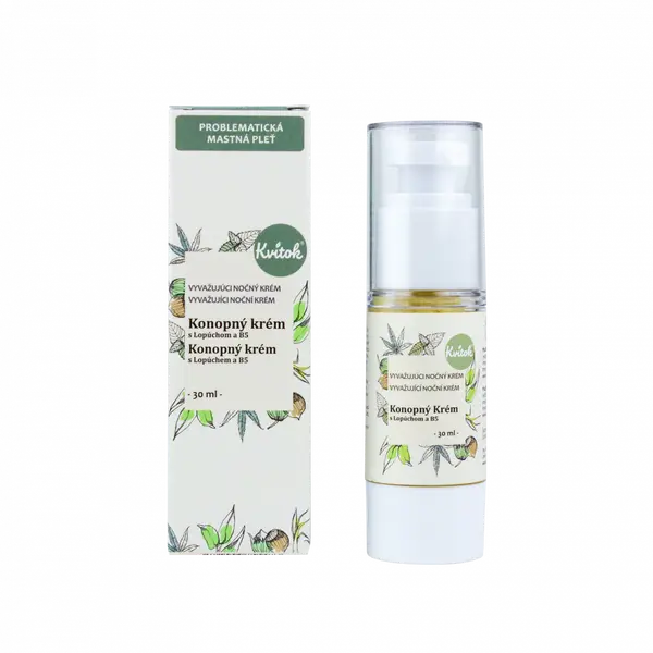 Kvitok Noční konopný krém pro mastnou pleť (30 ml)