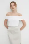 Top Sisley dámský, bílá barva, španělský výstřih