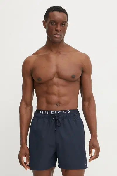 Plavkové šortky Tommy Hilfiger tmavomodrá barva, UM0UM03489