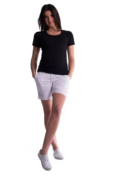 bemaamaa Těhotenské kraťasy s elastickým pásem - bílé, vel. XL