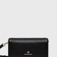 Kožená psaníčko MICHAEL Michael Kors černá barva