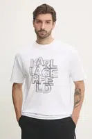 Bavlněné tričko Karl Lagerfeld bílá barva, s potiskem, 551230.755186
