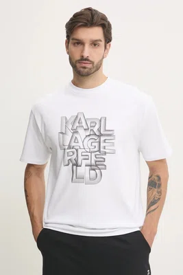 Bavlněné tričko Karl Lagerfeld bílá barva, s potiskem, 551230.755186