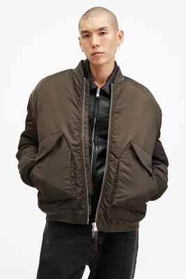 Bomber bunda AllSaints HAWK zelená barva, přechodná, M049OB
