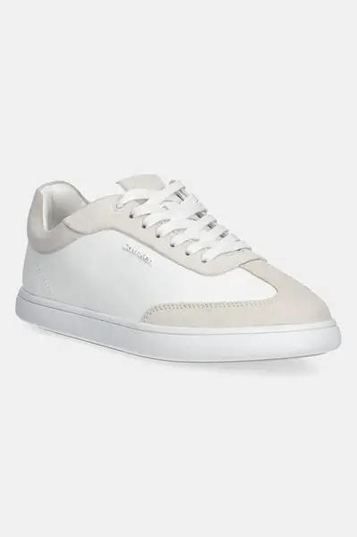 Kožené sneakers boty Calvin Klein CUPSOLE LACE UP - LTH SUE MIX