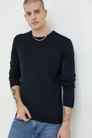 Vlněný svetr HUGO pánský, tmavomodrá barva, lehký