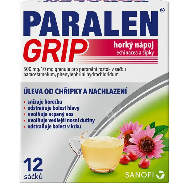 Paralen Grip Horký nápoj echinacea a šípky 12 sáčků