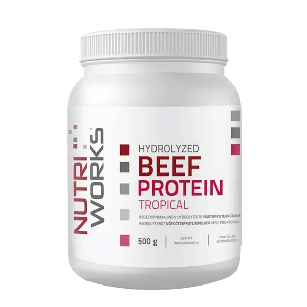 NutriWorks Hydrolyzed Beef Protein 500g - tropické ovoce