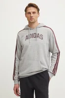 Mikina adidas Collegiate pánská, šedá barva, s kapucí, s potiskem, JV6505