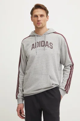 Mikina adidas Collegiate pánská, šedá barva, s kapucí, s potiskem, JV6505